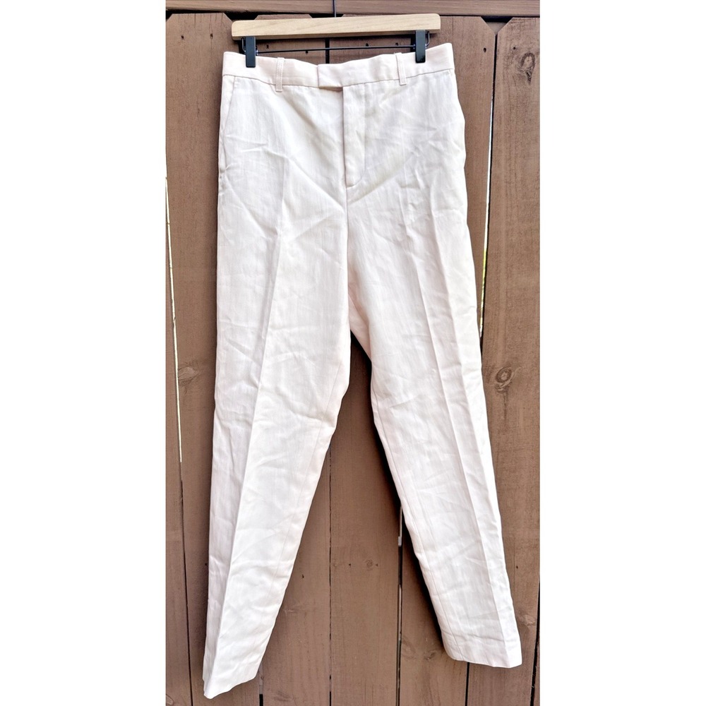 ZARA Women Size Large Full Length Trouser Pants Pale Pink Career Workwear